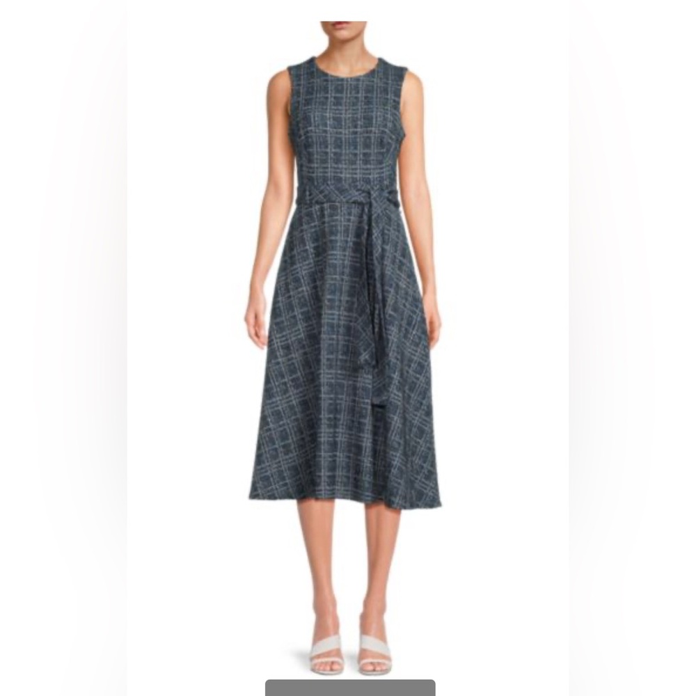 - Tweed belted A line Dress